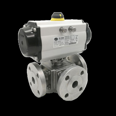 Buon prezzo Controllo di precisione Valvola a sfera in titanio pneumatica a tre flange per uso industriale in linea